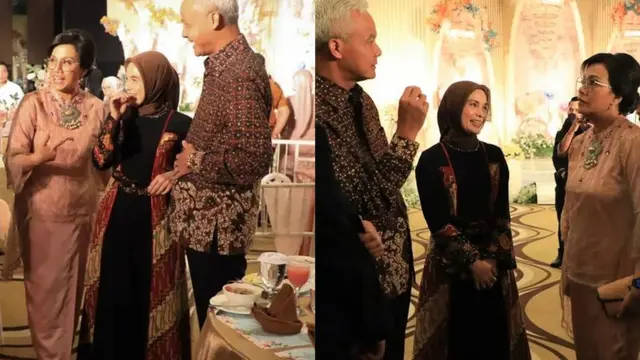 Gaya calon ibu negara Siti Atiqoh bersama Ganjar Pranowo dan Sri Mulyani. (Dok: Instagram Siti Atiqoh)