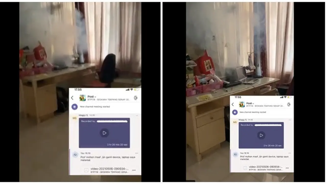 Viral Laptop Wanita Ini Tiba-Tiba Meledak Saat Kuliah Online, Bikin Deg-degan