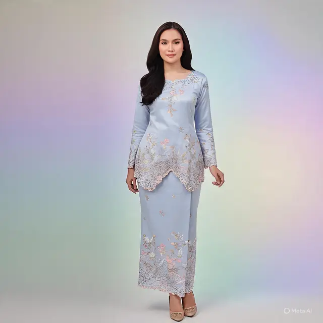 11. Baju Kurung Modern Bermotif Floral