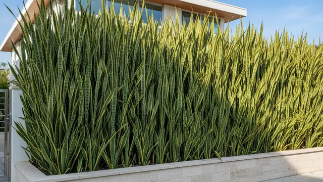Pagar rumah dari Sansevieria trifasciata (Gemini AI)