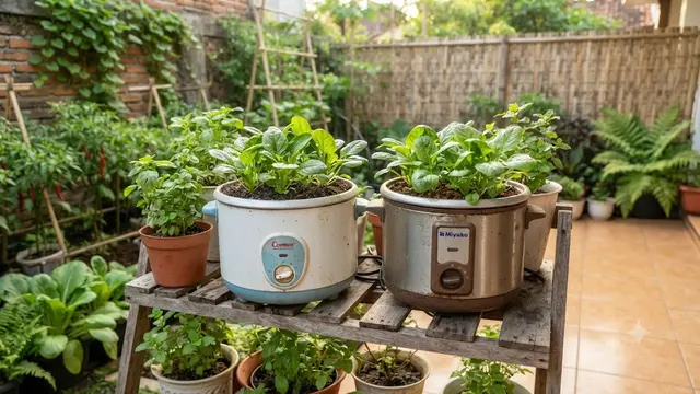 Ide Magic Com Rusak untuk Pot Sayur