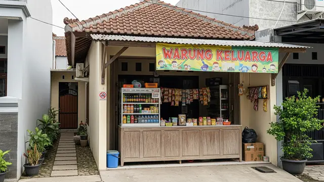Desain Warung Depan Rumah yang Tetap Menjaga Privasi Penghuni (AI)