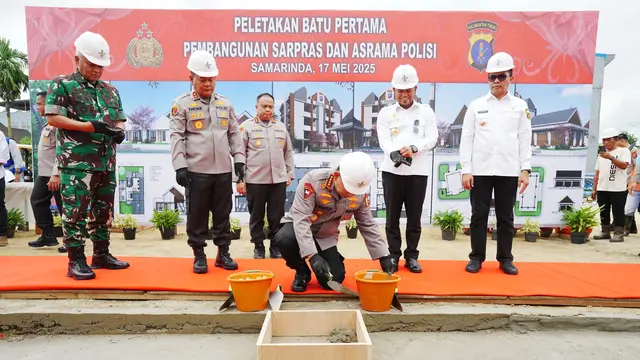 Kapolri Jenderal Listyo Sigit Prabowo memimpin langsung Goundbreaking pembangunan Asrama Polresta Samarinda. (Dok. Tim Humas Polri)