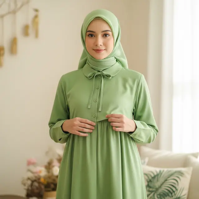 Model Gamis Terbaru Bahan Katun