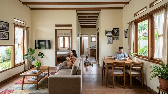 9 Desain Rumah 3 Kamar dengan Ruang Keluarga Menyatu, Bikin Hunian Terasa Lega