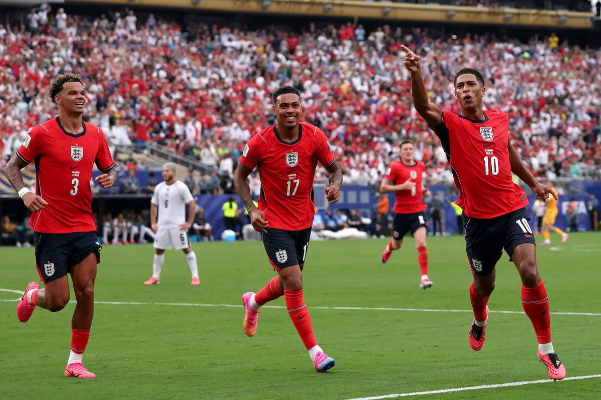 Selebrasi Inggris ketika menghajar Panama di Piala Dunia 2026