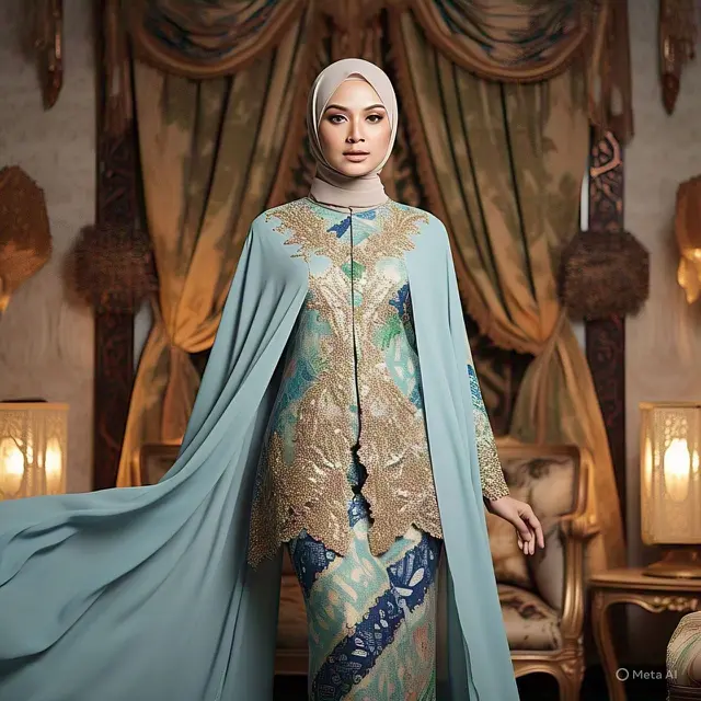 Gamis Batik Pesta Model Cape