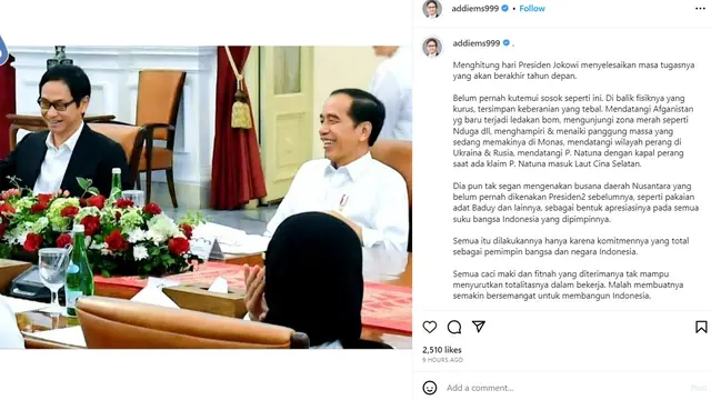 Unggahan Addie MS soal ultah Presiden Joko Widodo. (Instagram/ addiems999)