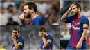 Berikut ini ragam ekspresi kekecewaan striker Barcelona, Lionel Messi, usai takluk dari Real Madrid di Piala Super Spanyol 2017. (Foto-foto Kolase dari AFP)