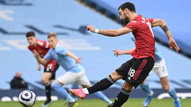 FOTO: Gol Bruno Fernandes dan Luke Shaw Bawa Manchester United Pecundangi Mancity 2-0 - Bruno Fernandes