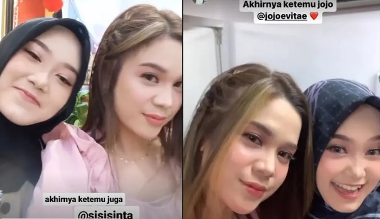 Baik Sinta maupun Jojo sama-sama membagikan momen pertemuan mereka dalam Instagram masing-masing. Keduanya tampak saling selepas rindu setelah berpisah selama 3 tahun. Seperti diketahui, pemilik nama Sinta Nurmansyah itu memang tidak tinggal di Indonesia setelah dipersunting oleh Ocky Ardiansyah Masson. (Liputan6.com/IG/@jojoevitae/@sisisinta)