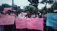 Demo Taksi Online Pekanbaru. (Liputan6.com/M Syukur)