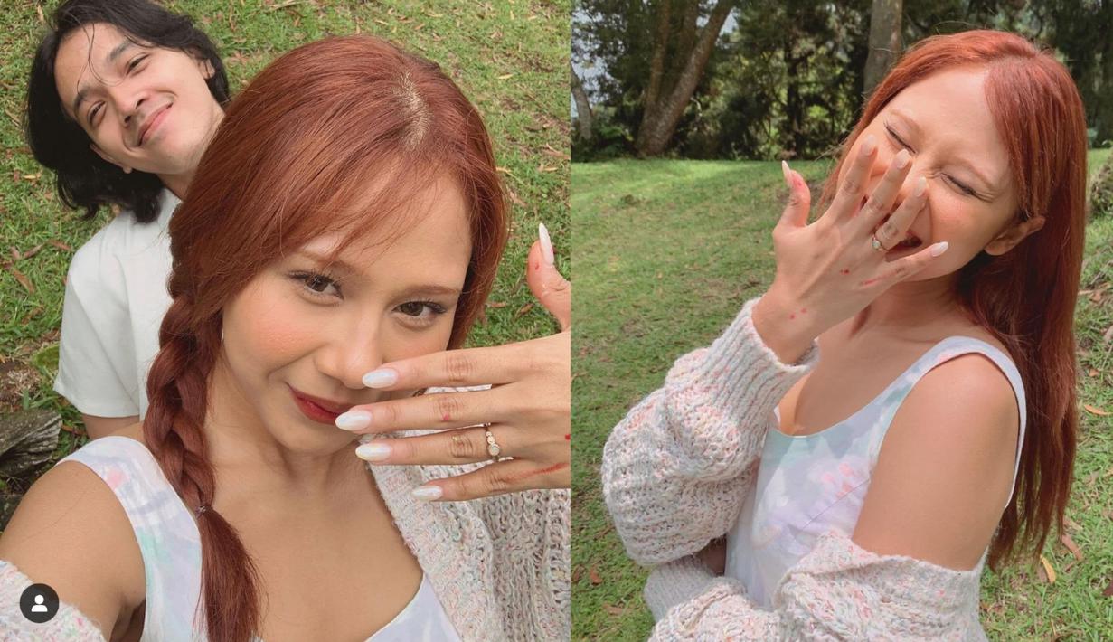 Potret Bahagia Nadin Amizah Dilamar Adik Sheila Dara (Foto: Instagram/ cakecaine)