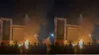 Konser musik Lentera Festival 2024 yang sedianya digelar di Tangerang batal digelar dan malah berujung kerusuhan penonton hingga panggung dibakar massa yang mengamuk. (Liputan6.com/ Dok Ist)