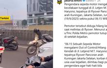 Hindari Jalan Berlubang, ASN Oleng Terpental dan Tabrak Beton Pembatas Jalan di Flyover Pancoran