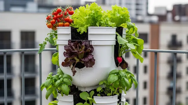 Desain Kebun Sayur di Ember Cat Bekas, Tahan Hujan dan Ramah Lingkungan (AI)