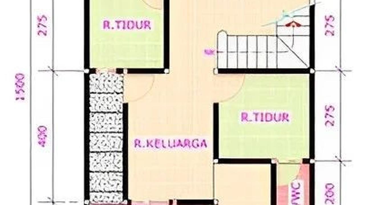 Desain Rumah dengan 3 Kamar Tidur dan 1 Mushola 2 Lantai