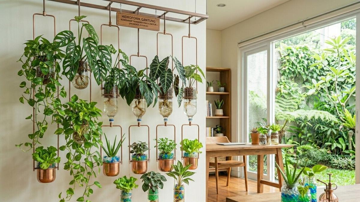 7 Konsep Kombinasi Tanaman Hias dan Sayur Hidroponik di Rumah, Kebun Estetik &amp; Produktif