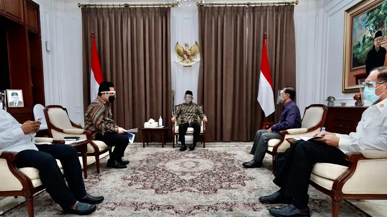 Ketua Pelaksana Komite Penanganan Covid-19 dan Pemulihan Ekonomi Nasional (KPCPEN) Erick Thohir menemui Wakil Presiden KH Maruf Amin pada Jumat (11/9)
