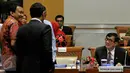 Menkumham Yasonna Laoly saat berada di Ruang Komisi III untuk membahas anggaran Kementerian Hukum dan HAM bersama Komisi III, Jakarta, Kamis (17/9/2015). (Liputan6.com/Johan Tallo)