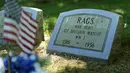 Nisan untuk "Rags", anjing maskot Perang Dunia I Divisi 1 Angkatan Darat terlihat di Memorial Park di Aspen Hill, Maryland, 25 Agustus 2015. Didirikan sejak tahun 1921, lebih dari 50.000 hewan dimakamkan di tempat ini. (REUTERS/Gary Cameron)