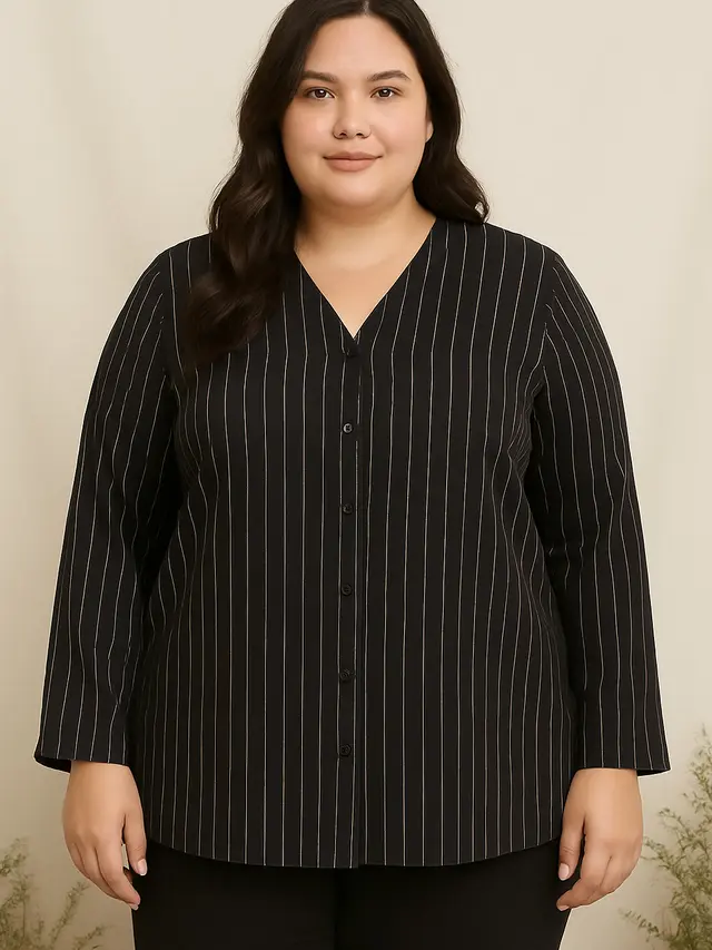 Pilih Baju Bigsize Warna Gelap dan Motif Vertikal untuk Efek Ramping