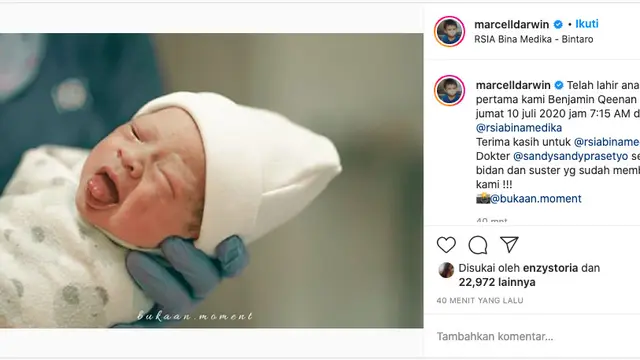 Anak Pertama Marcell Darwin