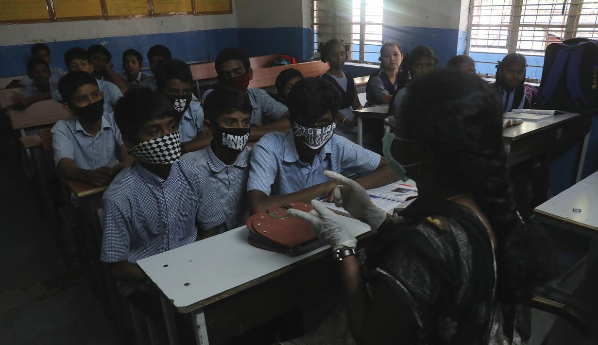 Foto Lucunya Masker Ala Siswa India Untuk Cegah Corona Global