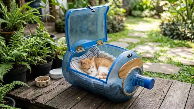 Ide DIY Rumah Kucing Outdoor dari Galon Bekas