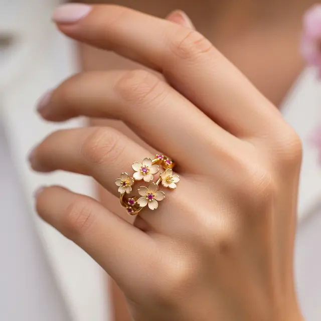 Model Cincin Emas Motif Bunga