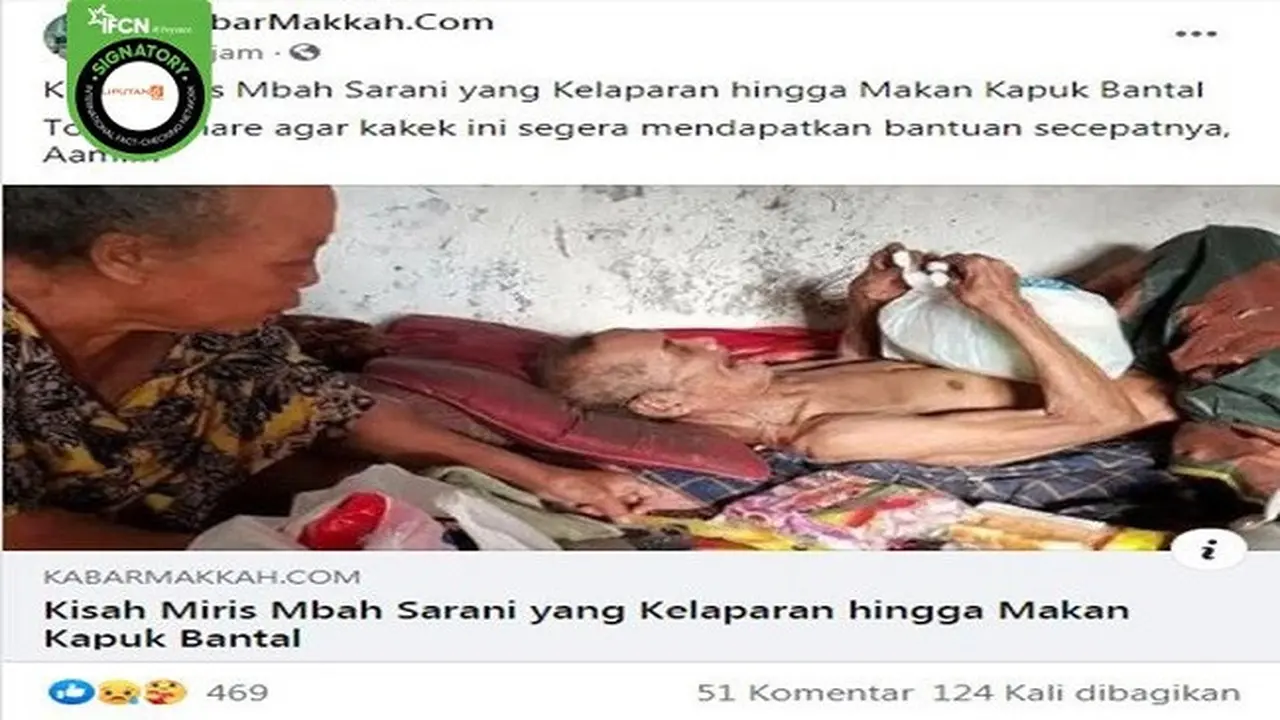 Gambar Tangkapan Layar Berita Tentang Kakek Kelaparan di Serang
