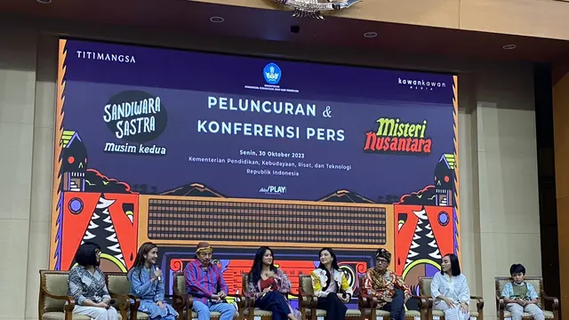 Konferensi Pers dan Peluncuran Sandiwara Sastra Musim Kedua, di kantor Kemendikbudristek, Jakarta Pusat, Senin, 30 November 2023.