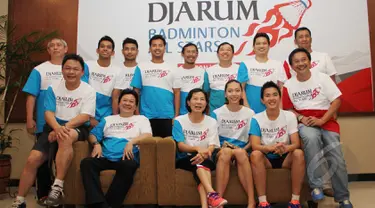 Konferensi pers Djarum Badminton All Stars 2015 di Cilegon, Banten, Sabtu (14/3). Olahraga Djarum Foundation menyambangi Cilegon dan berlangsung di GOR Asa pada 13-14 Maret 2015. (Liputan6.com/Helmi Afandi)