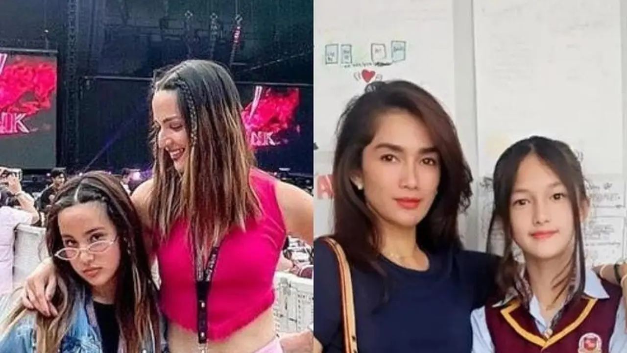 Nia Ramadhani dan Ussy Sulistiawaty bersama anak gadis mereka