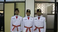 Dari kiri ke kanan : Rayhan Alfaro Ferdinand Siregar (Paskibraka Nasional 2019 DKI Jakarta), Rafi Ahmad Falah (Paskibraka Nasional 2019 Banten), dan Rangga Wirabrata Mahardika (Paskibraka Nasional 2019 Jawa Barat)