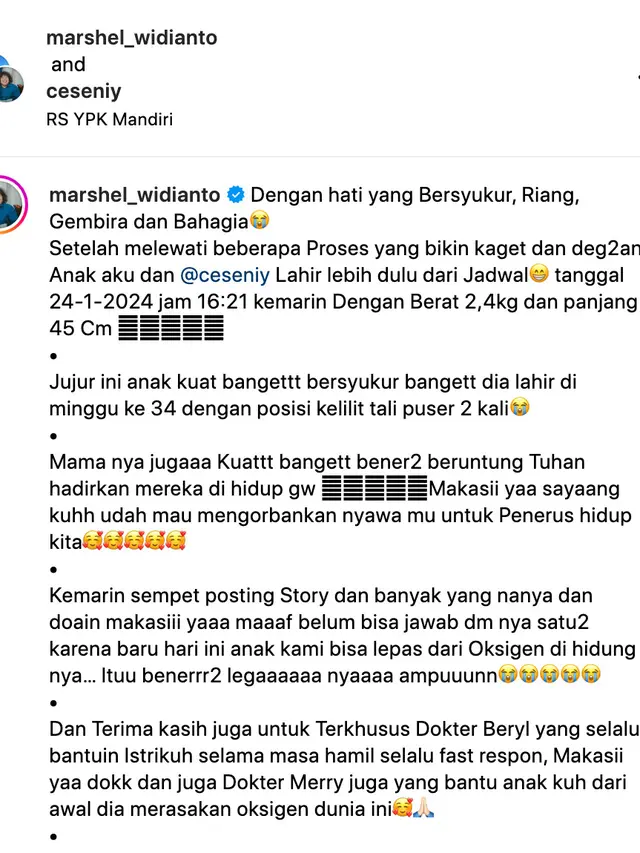 Unggahan Marshel Widianto. (Foto: Dok. Instagram @marshel_widianto)