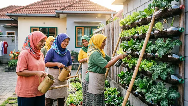 Konsep Kebun Sayur Bareng Ibu-Ibu RT Modal di Bawah Rp200 Ribu (AI)