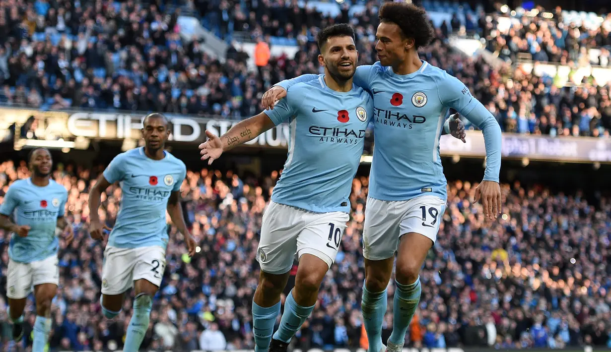 Manchester City saat ini memuncaki klasemen penghasiil gol terbanyak di Premier League. Hingga pekan ke-11 Manchester City telah mengoleksi 38 gol. (AFP/Oli Scarff)