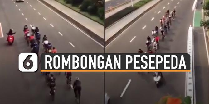 VIDEO: Kembali Terjadi, Rombongan Pesepeda Melintas di Jalur Kendaraan Bermotor