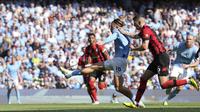 Manchester City sukses membungkam Bournemouth dengan skor telak 4-0 dalam partai pekan kedua Premier League 2022/23 yang dihelat di Etihad Stadium, Sabtu (13/8/2022). (AP/Jon Super)