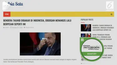Media sosial dihebohkan dengan rumor Presiden Turki Recep Tayyip Erdogan menangis dan kecam pembakaran bendera HTI di Garut.