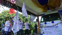 Pengiriman NPK Singkong secara simbolis dilepaskan oleh 
Direktur Utama Pusri, Tri Wahyudi Saleh dan jajarannya, dalam rangka peringatan HUT ke-62 PT Pusri (Dok. Humas PT Pusri Palembang / Nefri Inge)