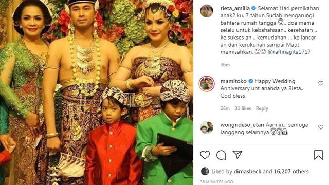 Doa Mama Rieta di Ulang tahun pernikahan Raffi Ahmad dan Nagita Slavina