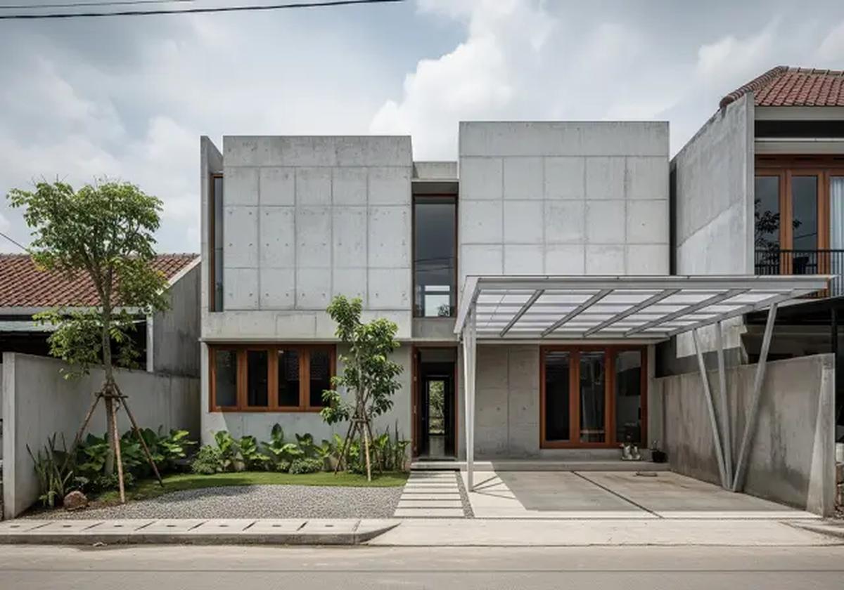 Kanopi Baja Ringan untuk Rumah Unfinished/rumah dengan carport baja ringan modern minimalis (Sumber: gemini.com)
