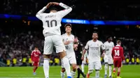 Selebrasi Kylian Mbappe dalam laga Liga Spanyol antara Real Madrid vs Sevilla, Minggu (21/12/2025). (AP Photo/Manu Fernandez)