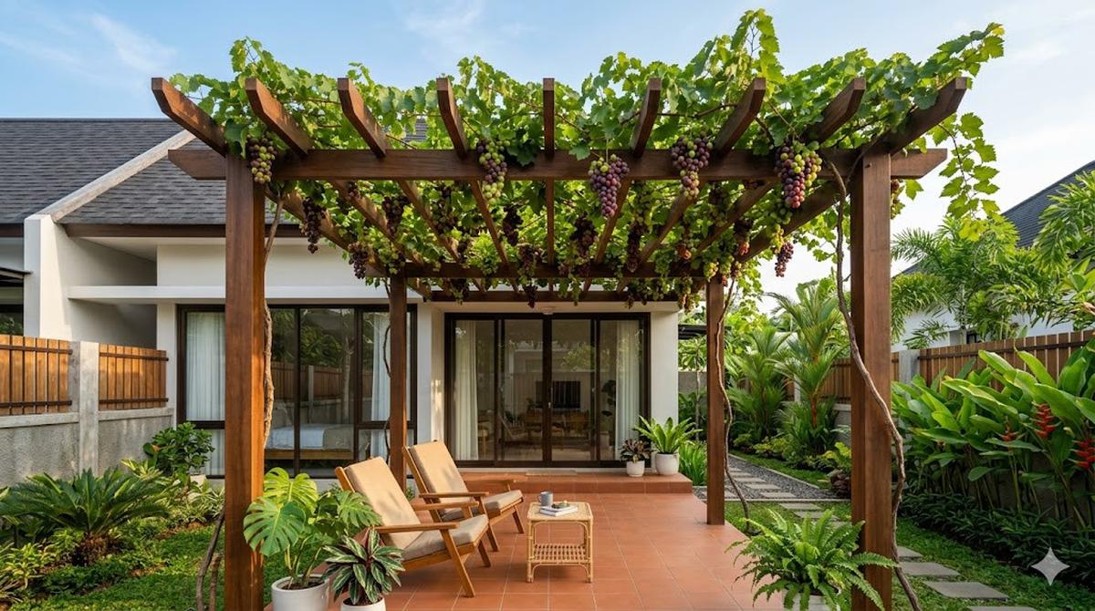 Ide Pergola Sederhana untuk Tanaman Buah Rambat