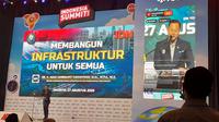 Menteri Koordinator Bidang Infrastruktur dan Pembangunan Kewilayahan, Agus Harimurti Yudhoyono (AHY) dalam Indonesia Summit 2025, di Jakarta, Rabu (27/8/2025). (Liputan6.com/Arief)