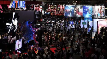 Suasana pameran Tokyo Game Show 2019 di Makuhari, Prefektur Chiba (12/9/2019). Tokyo Game Show 2019 digelar selama empat hari mulai 12-15 September 2019. (AFP Photo/Charly Triballeau)