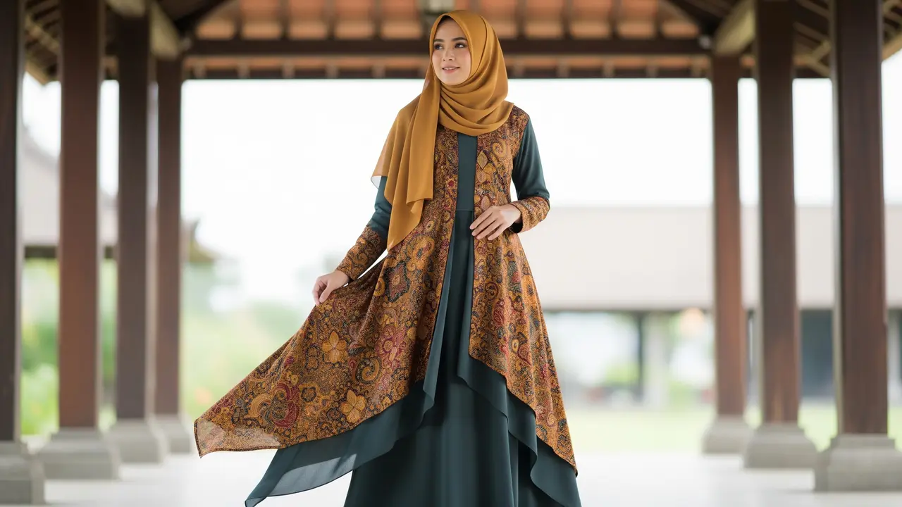 Gamis Batik Wollycrepe Syar’i Jatuh Elegan