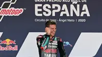 Pembalap Petronas Yamaha SRT, Fabio Quartararo, berhasil finis terdepan di MotoGP Jerez, Minggu (19/7/2020) malam WIB. (AFP/Javier Soriano)